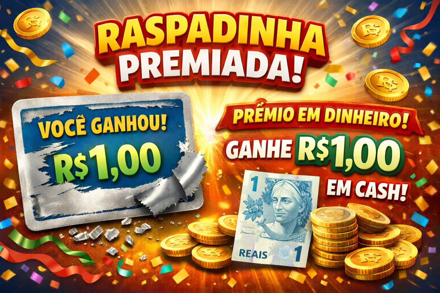 Prêmio em dinheiro R$ 1,00 real