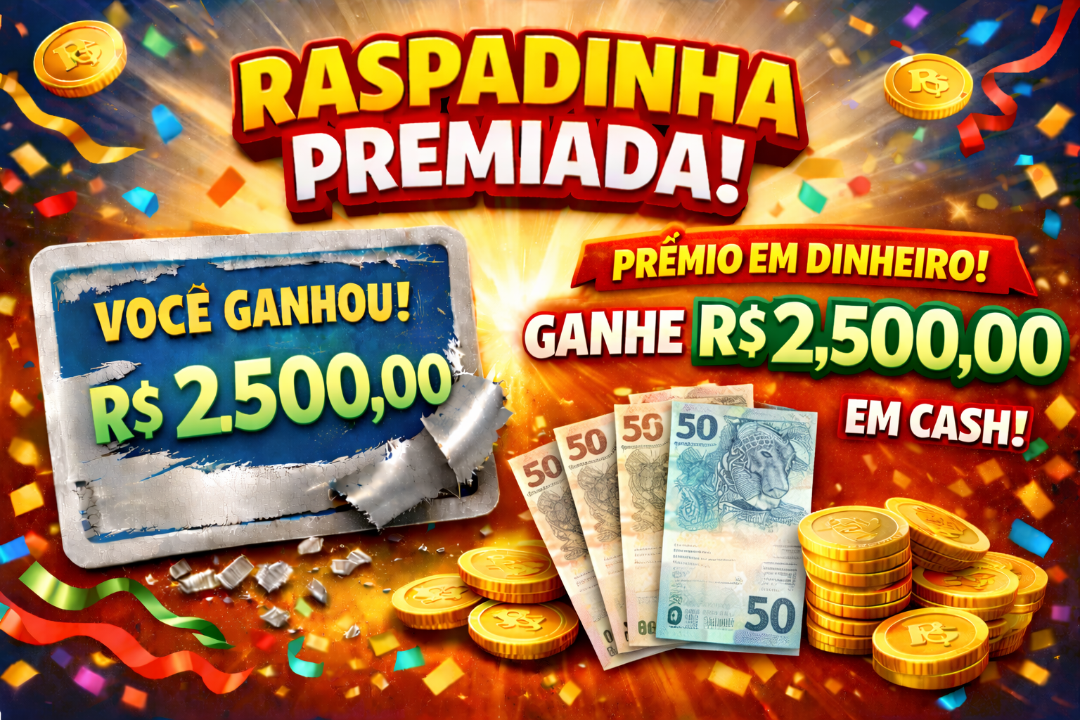 Prêmio em dinheiro R$2.500,00 reais