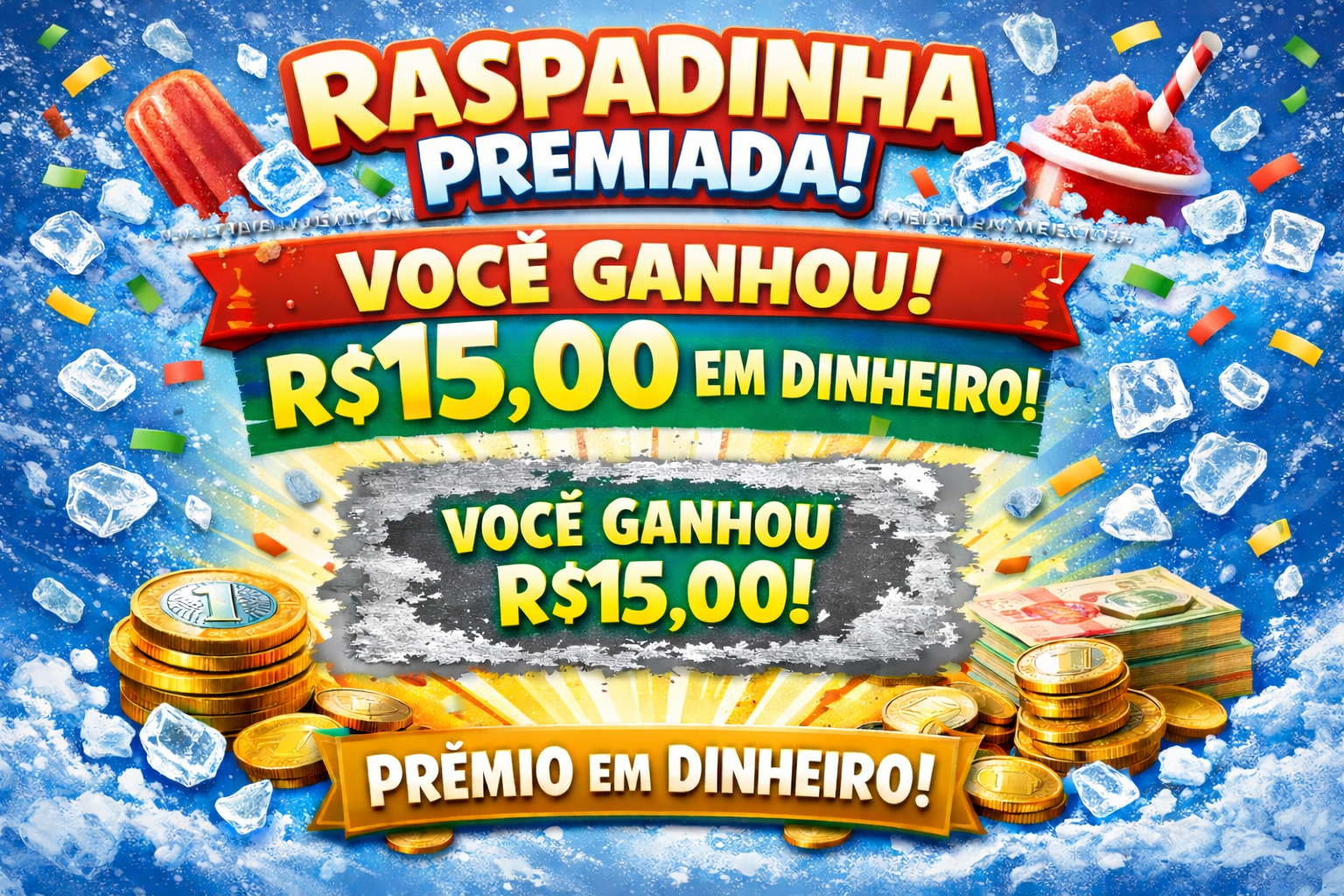 Prêmio em dinheiro R$ 15,00 reais
