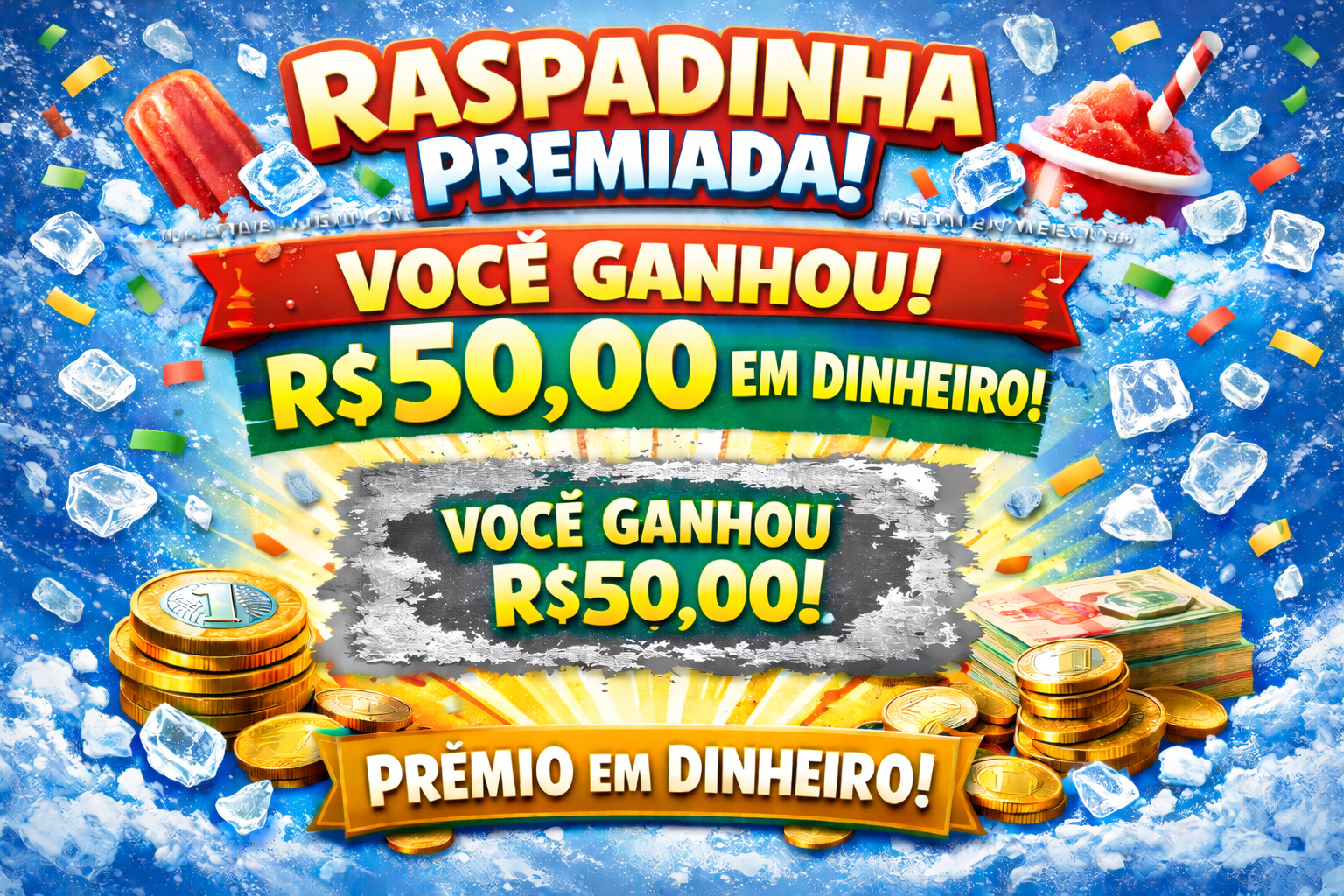 Prêmio em dinheiro R$ 50,00 reais