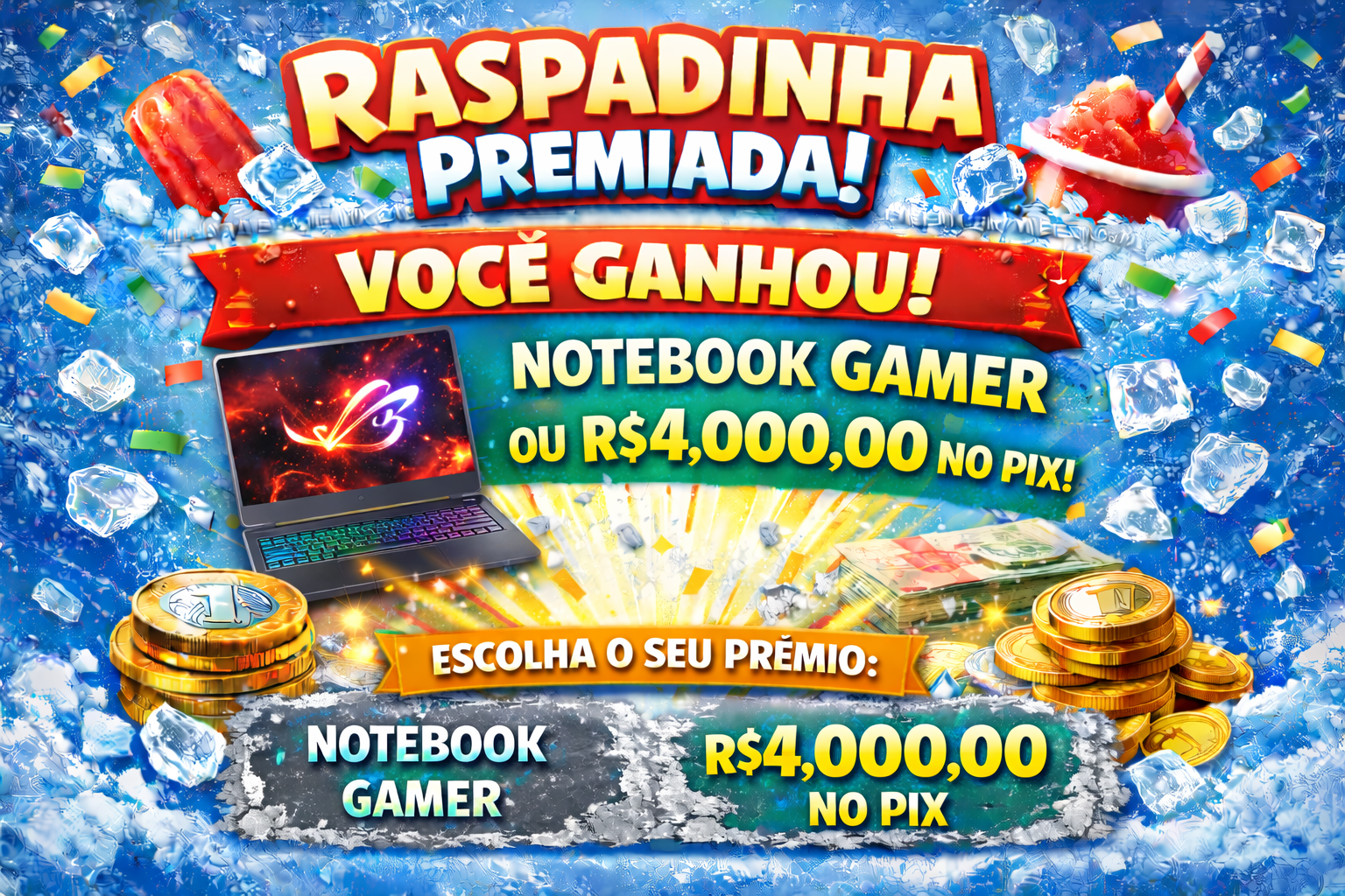 Prêmio Notebook Gamer ou R$ 4.000,00 reais no Pix