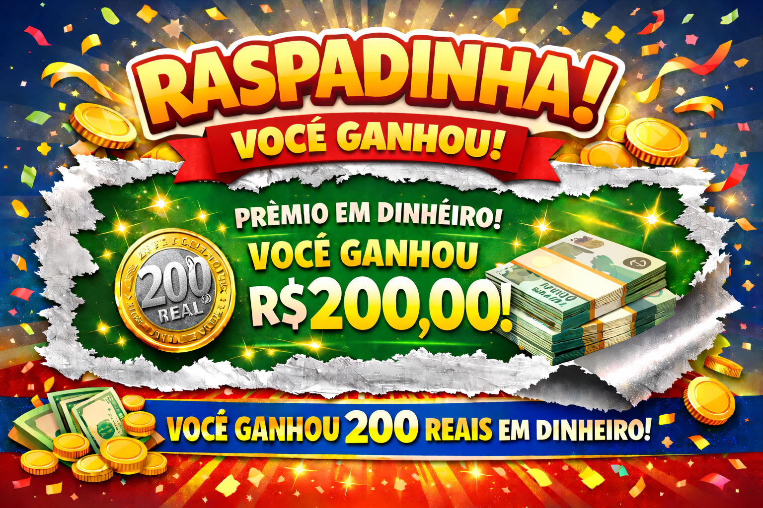 Prêmio em dinheiro R$ 200,00 reais
