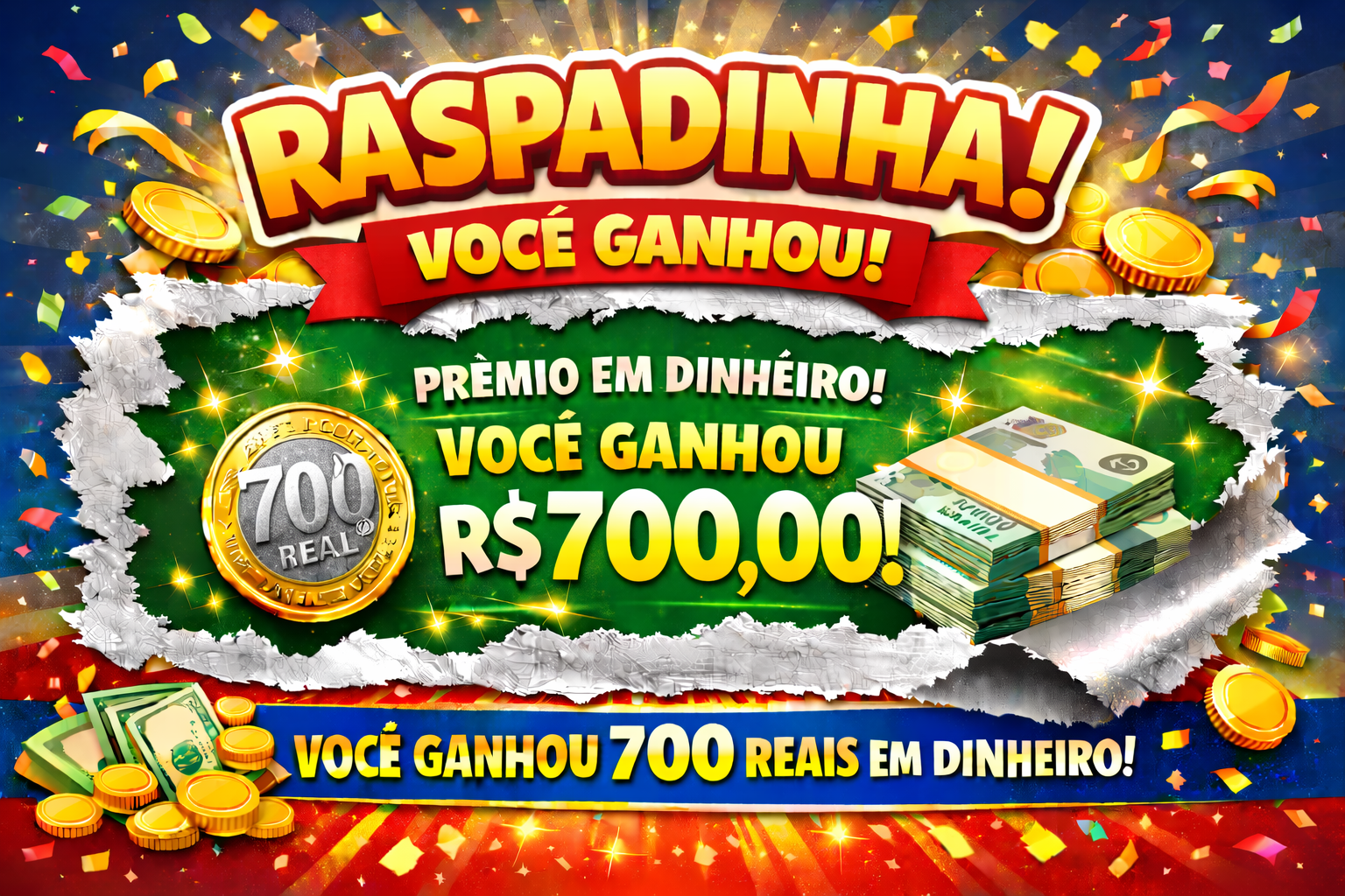 Prêmio em dinheiro R$ 700,00 reais