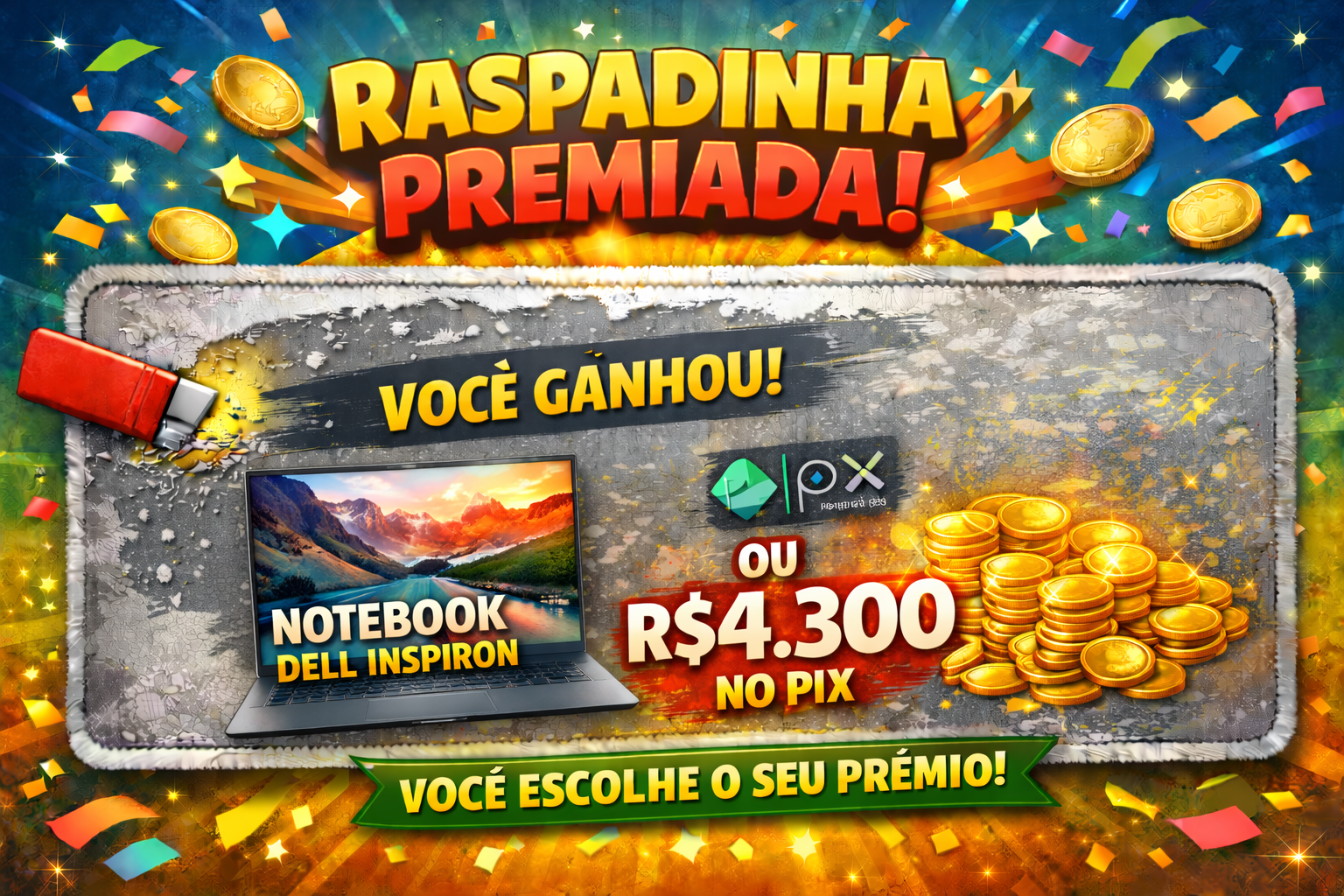 Prêmio Notebook Dell Inspiron I15-I1300 ou R$ 4.300,00 no pix